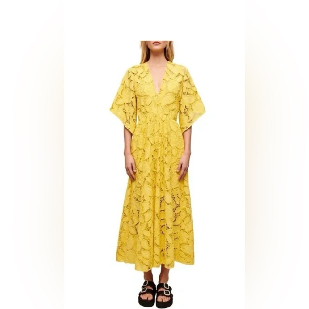Maje Yellow Lace Maxi Dress